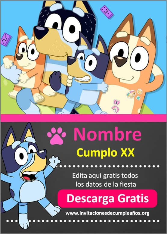 Plantilla de De Fiesta de Cumpleaños Bluey